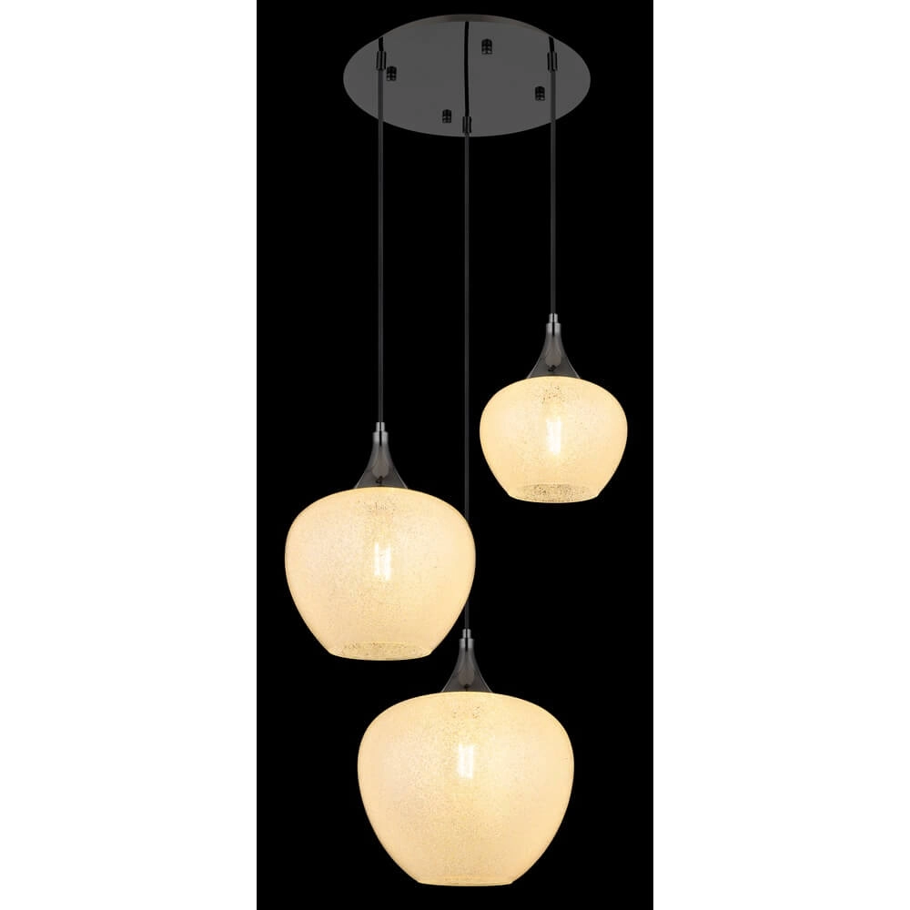 Antraciet hanglamp Maxy met wit glas 3-lichts Ø 49cm Globo 9007371453177