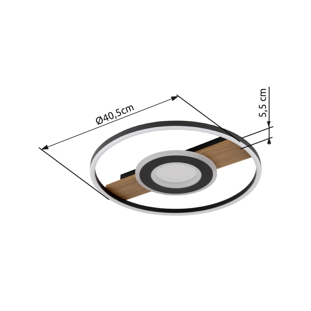 Zwarte plafondlamp Pikara design met hout Globo 9007371462711