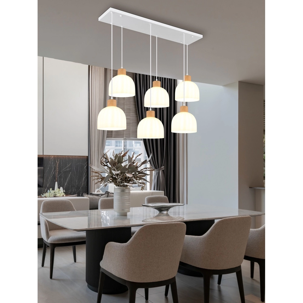 6-lichts hanglamp Swanson wit Globo 9007371584000