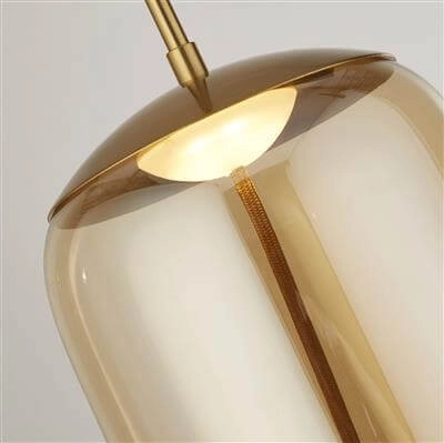 Hanglamp Glas Lisbon roodkoper met amber cilinderglas Searchlight 5053423188355