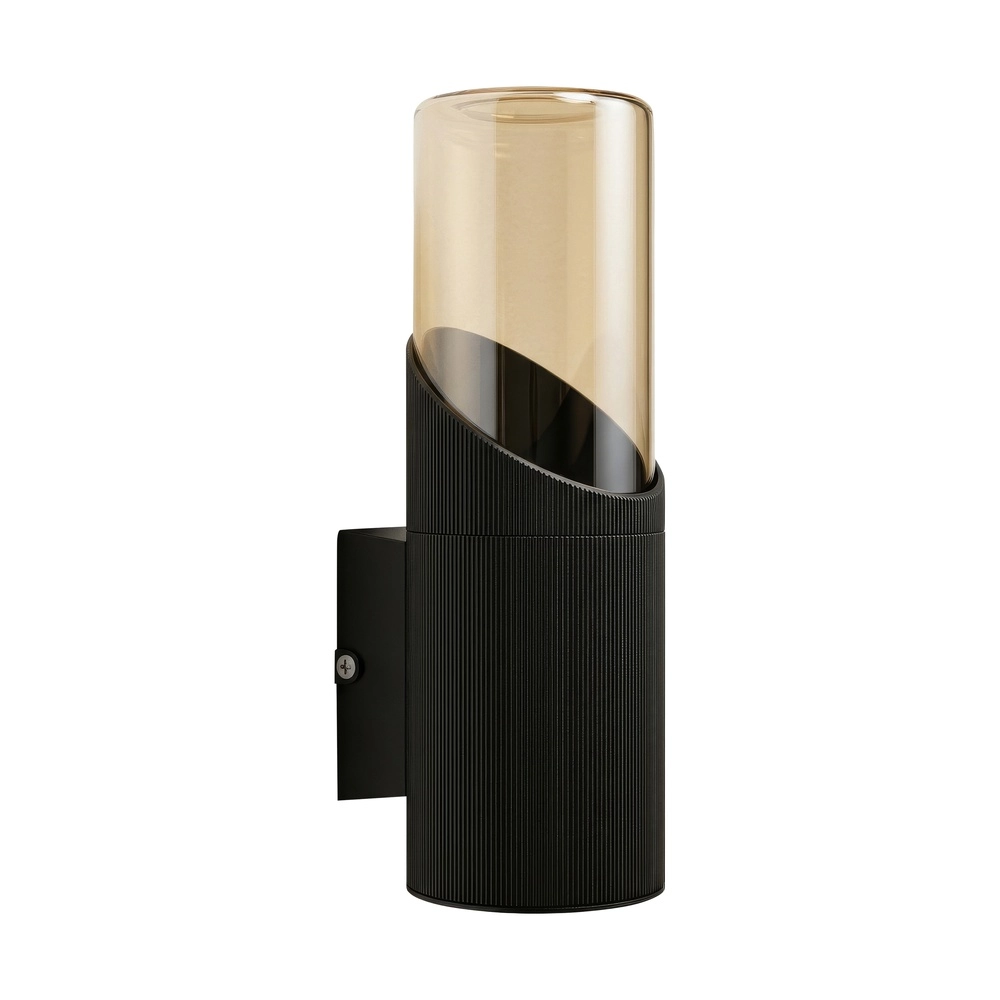 Design wandlamp Broadway zwart met amber glas enkel Searchlight 5,05342E+12