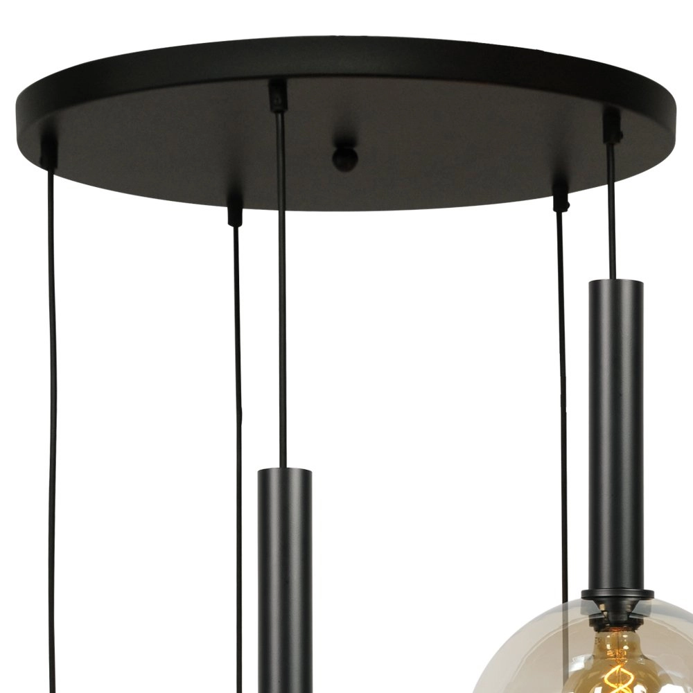 Zwarte hanglamp Bella 5-lichts met glasbollen Masterlight 8718121255798
