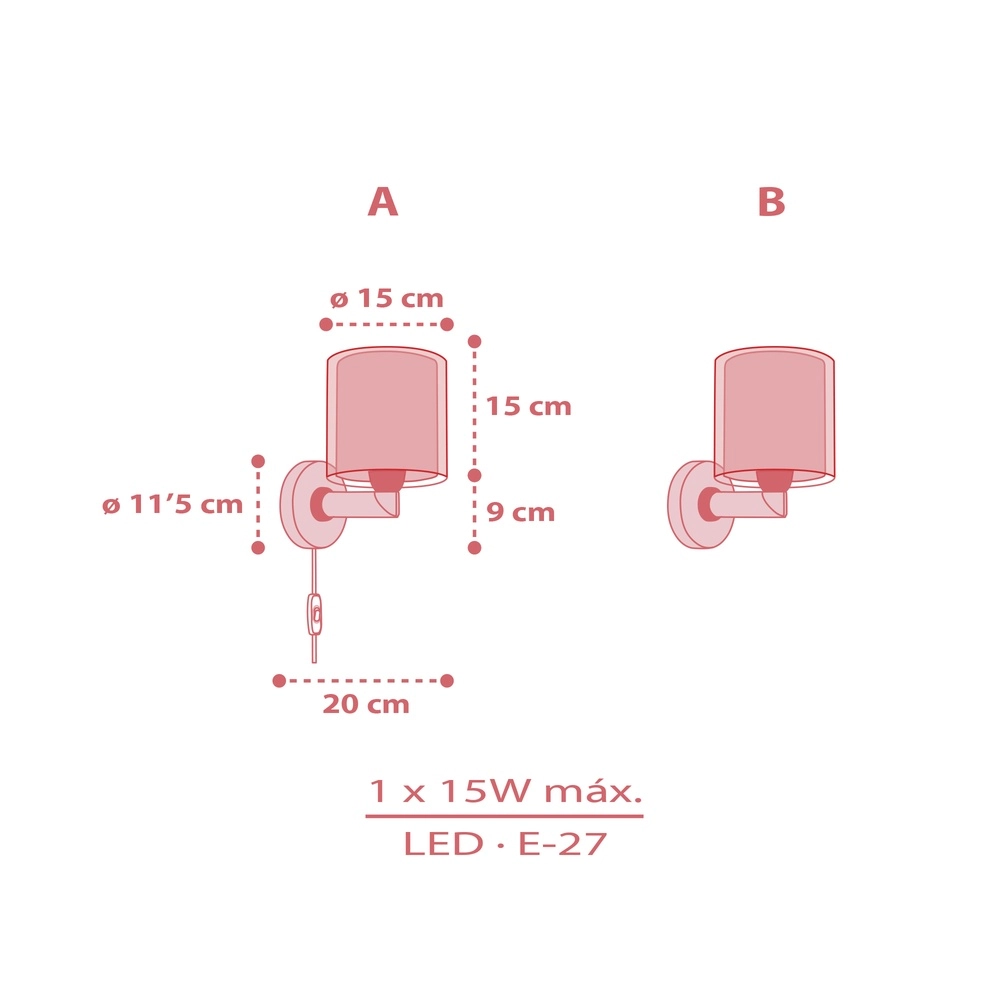 Wandlamp Rainbow roze voor kinderkamer Dalber 8420406411996