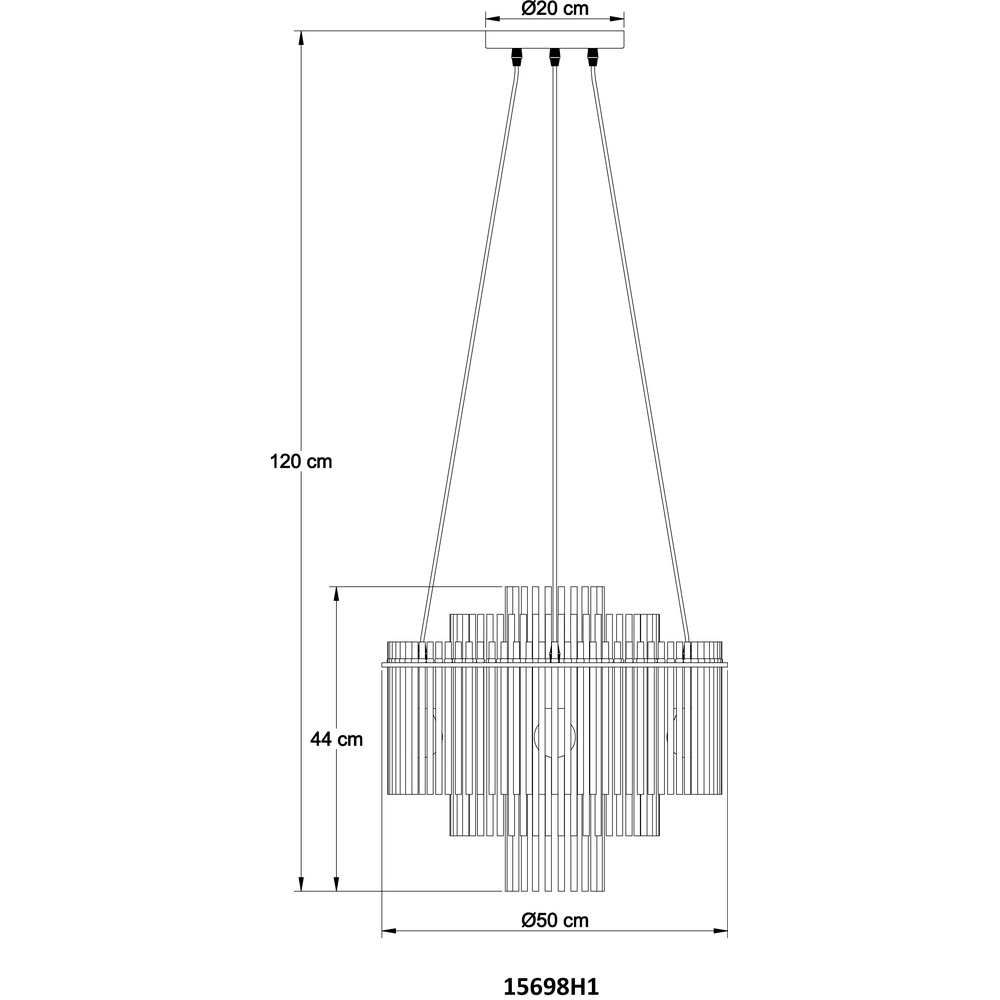 Hanglamp Ø 50cm Gorley zwart met smoke glas staafjes Globo 9007371509133
