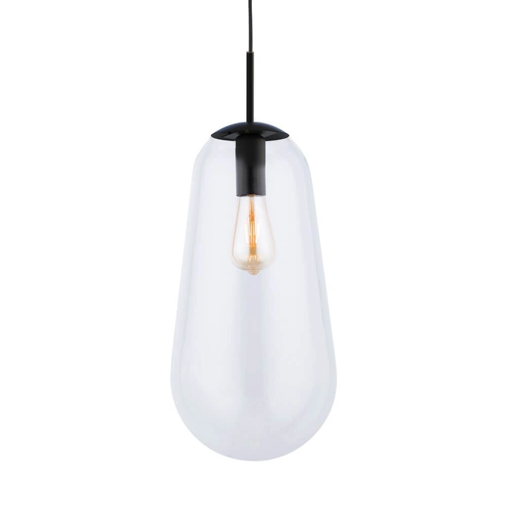 Ø 22cm hanglamp Pear Large zwart met helder glas