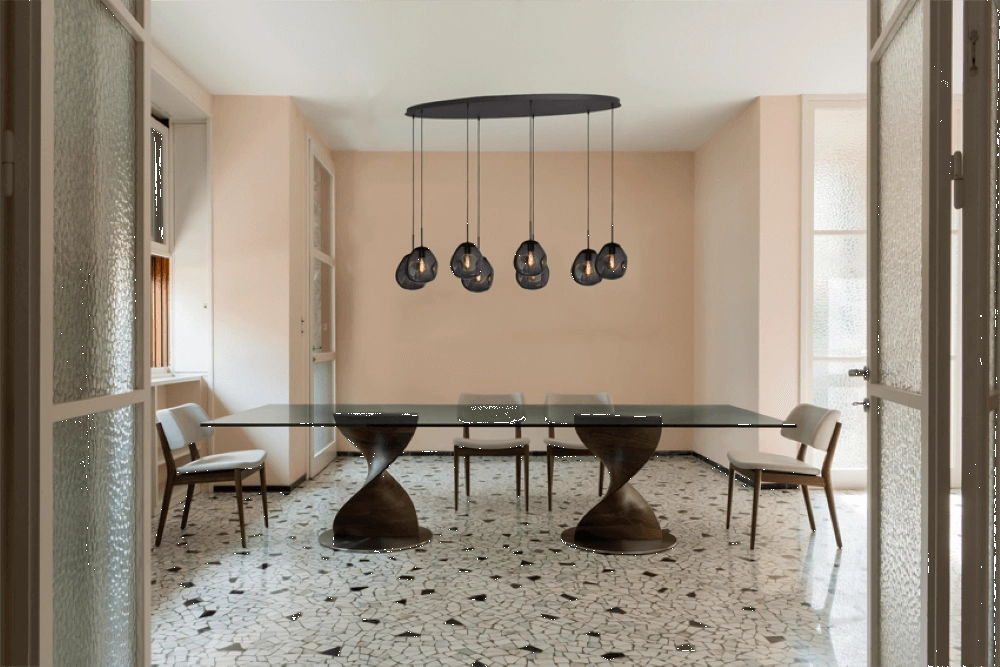 Hanglamp Lava Oval 8x smoke glas Ø 24cm Masterlight 8718121290232