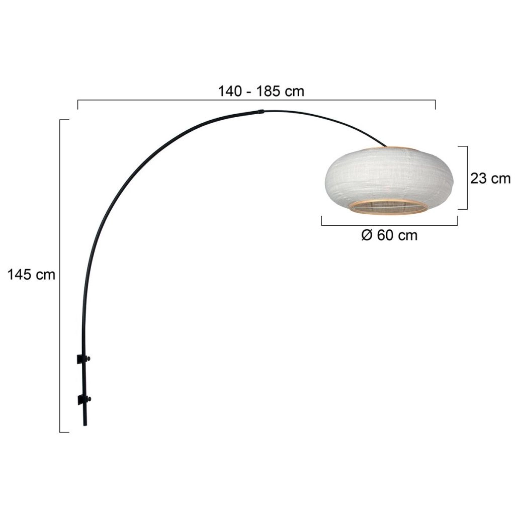 Zwarte wandlamp Silva Alba met witte kap Ø60cm Steinhauer 8712746185140