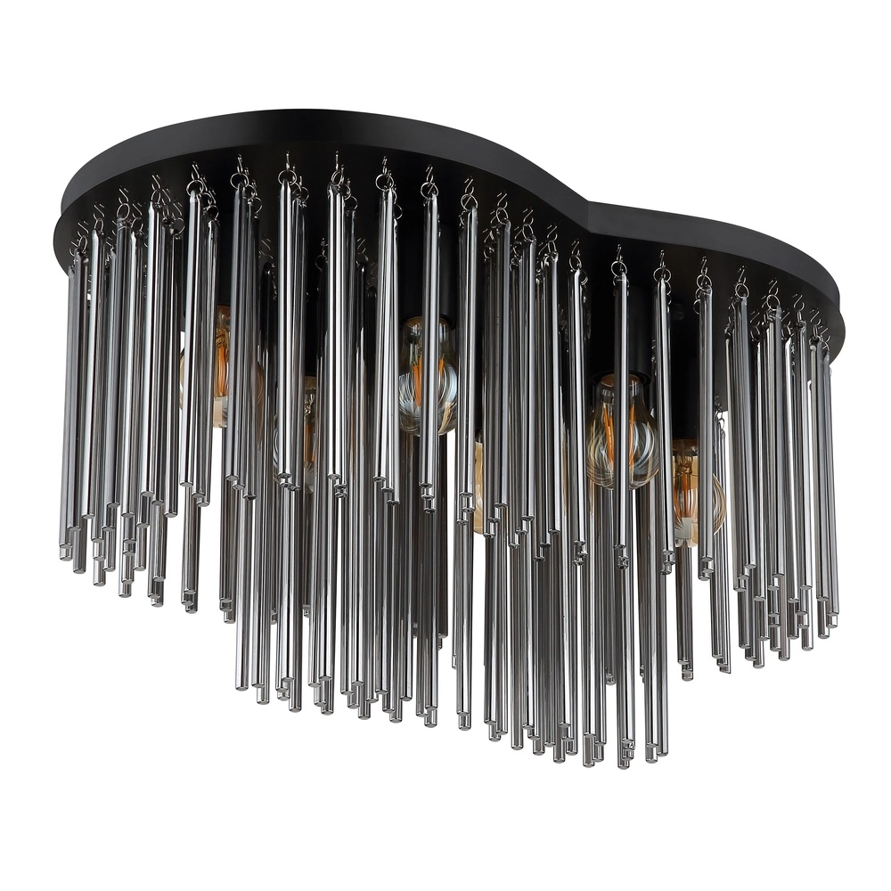 Plafondlamp Gorley zwart met glas staafjes Globo 9007371528622