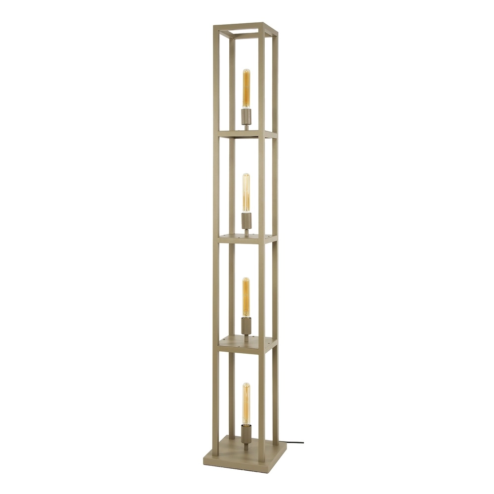 Zandbruine vloerlamp Quadra Japandi - 4x E27 Lyora 8716803511439