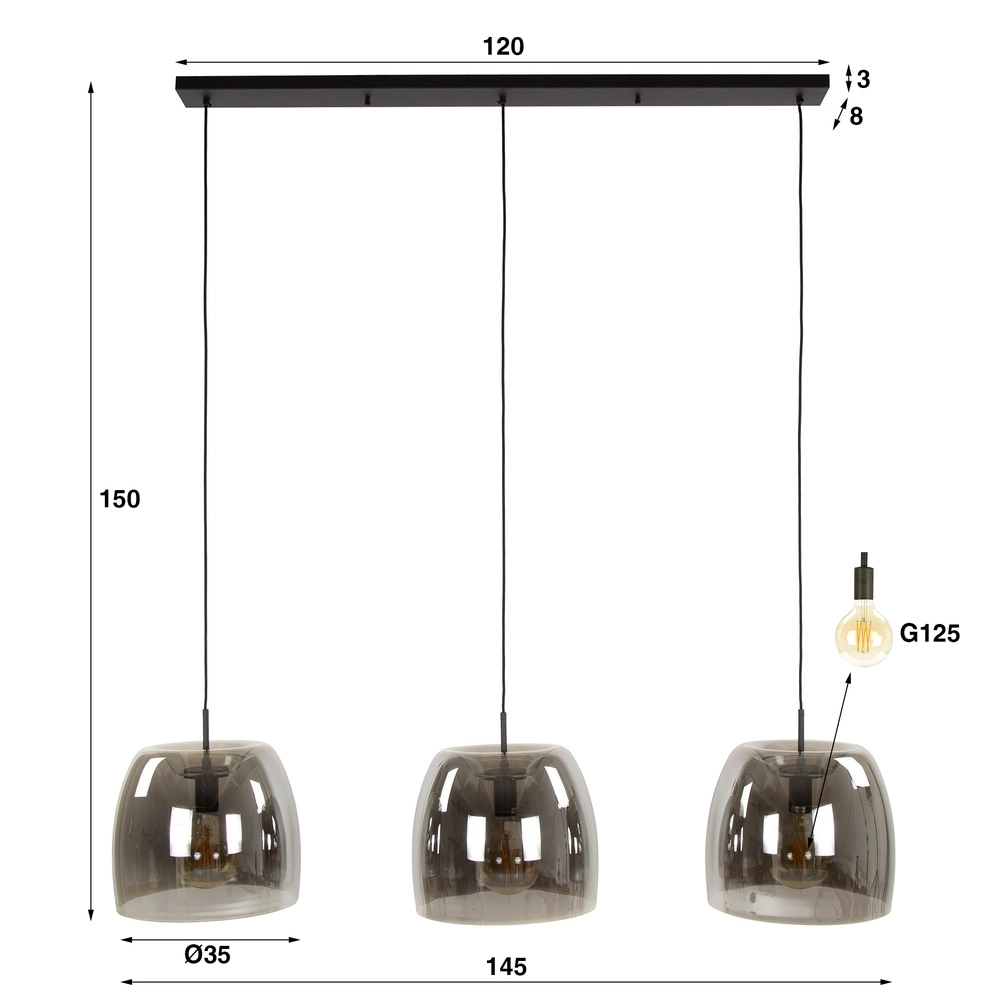 Eettafel hanglamp Drift 3x Ø 35cm Lyora 8716803512740
