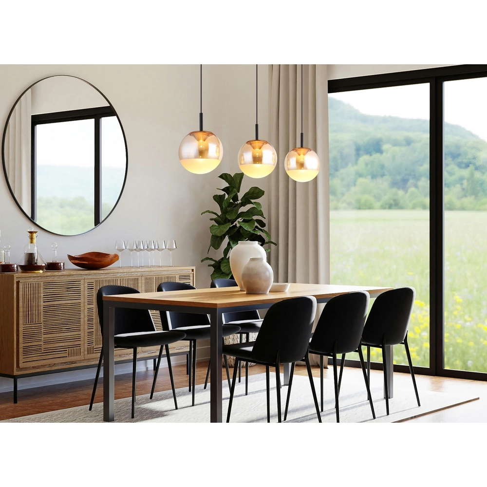 Design hanglamp Severin 3-lichts zwart met amber glas Globo 9007371549931
