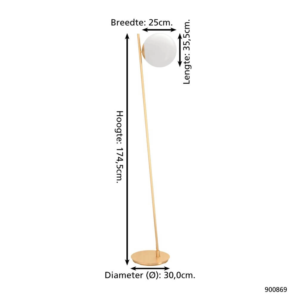 Vloerlamp Rondo 4 goud met witte bol Eglo 9008606274451