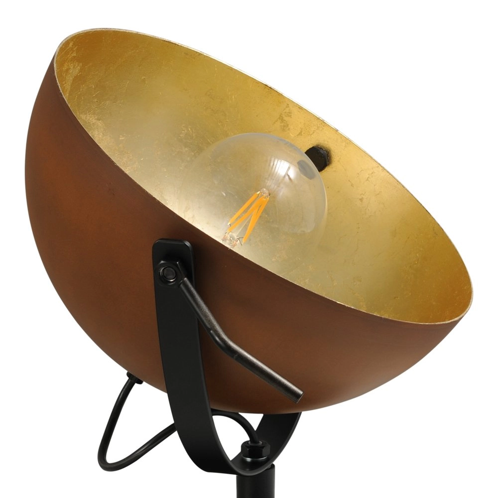 Stoere Industria Uplighter 30cm roestbruin met oudgoud Masterlight 8718121236674