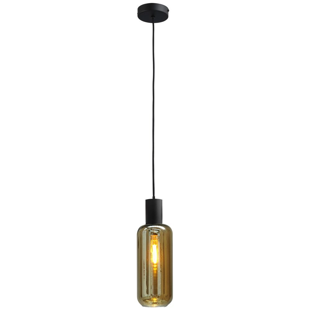 Zwarte pendel hanglamp Bounty met cilinderglas