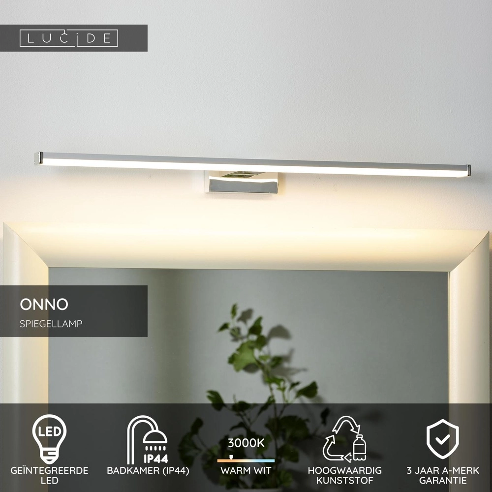 Spiegellamp Onno badkamer chroom 60cm Lucide 5411212791450