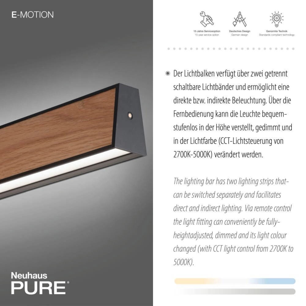 Design hanglamp Pure E-Motion hout Paul Neuhaus 4012248372937