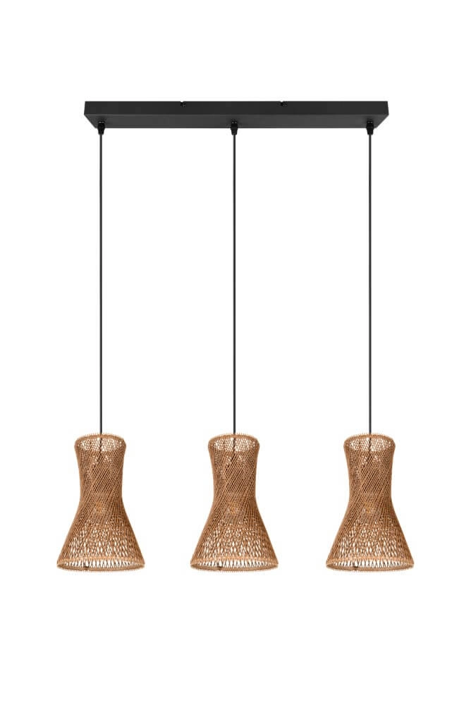 3-lichts hanglamp Bijou zwart met rotan Trio 4017807637298