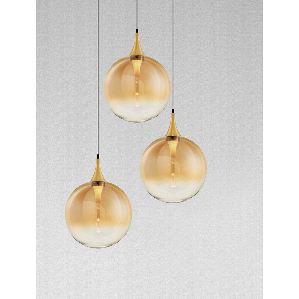 Hanglamp Orenda 3-lichts amber glas