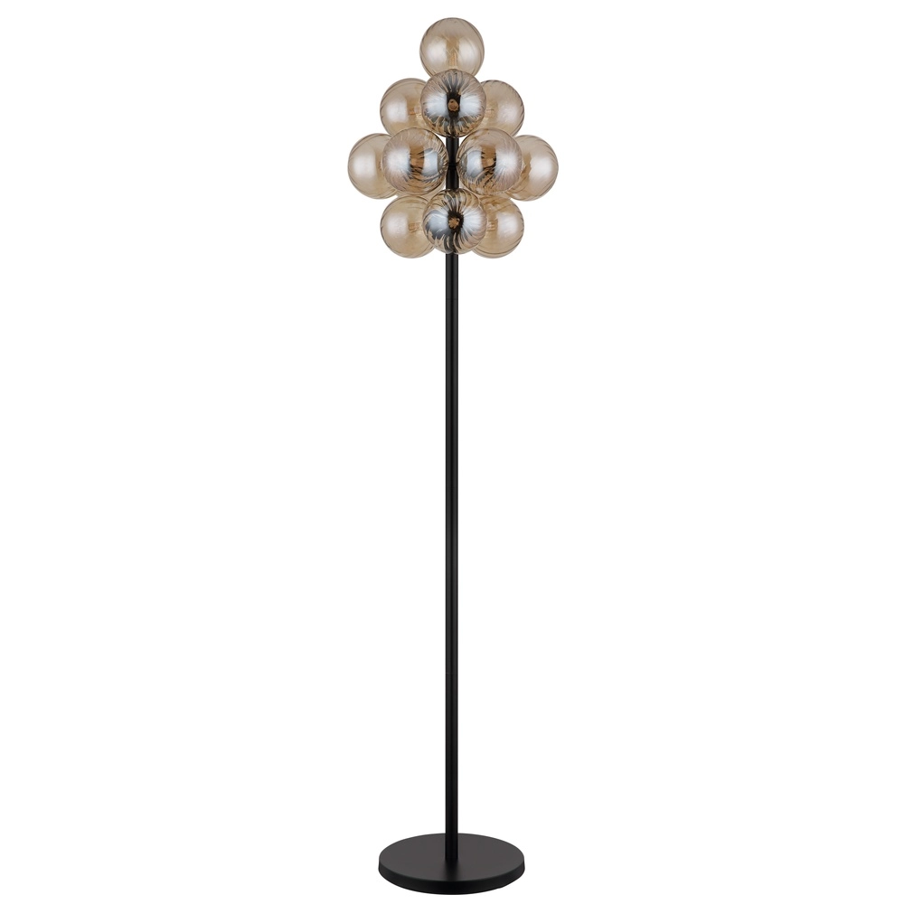 Zwarte vloerlamp Conor met amber glas Globo 9007371512171