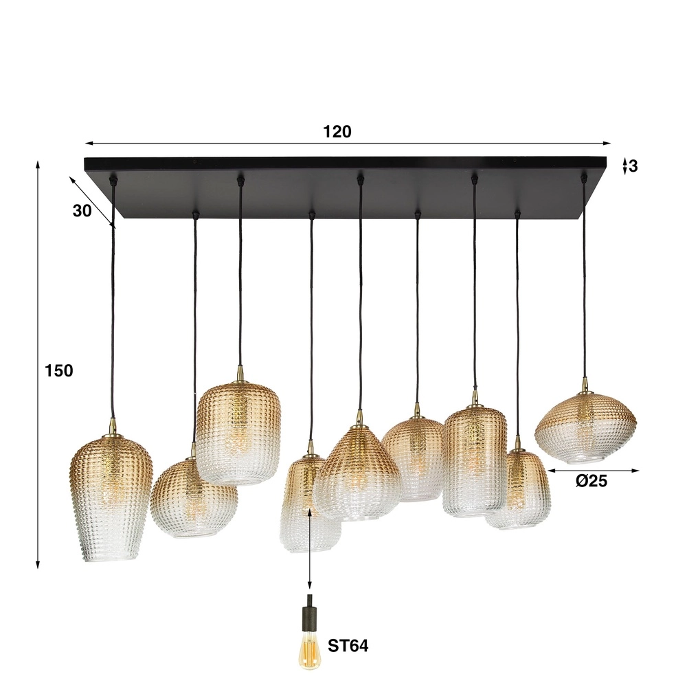 XXL hanglamp Dot 9 amber fading glazen Lyora 8716803511194