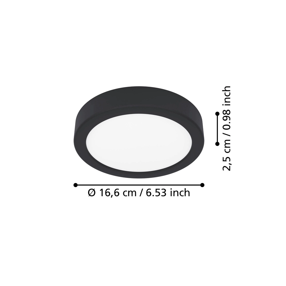 Led plafonnière Fueva 6 rond - zwart - Ø 16,6cm Eglo 9008606330065