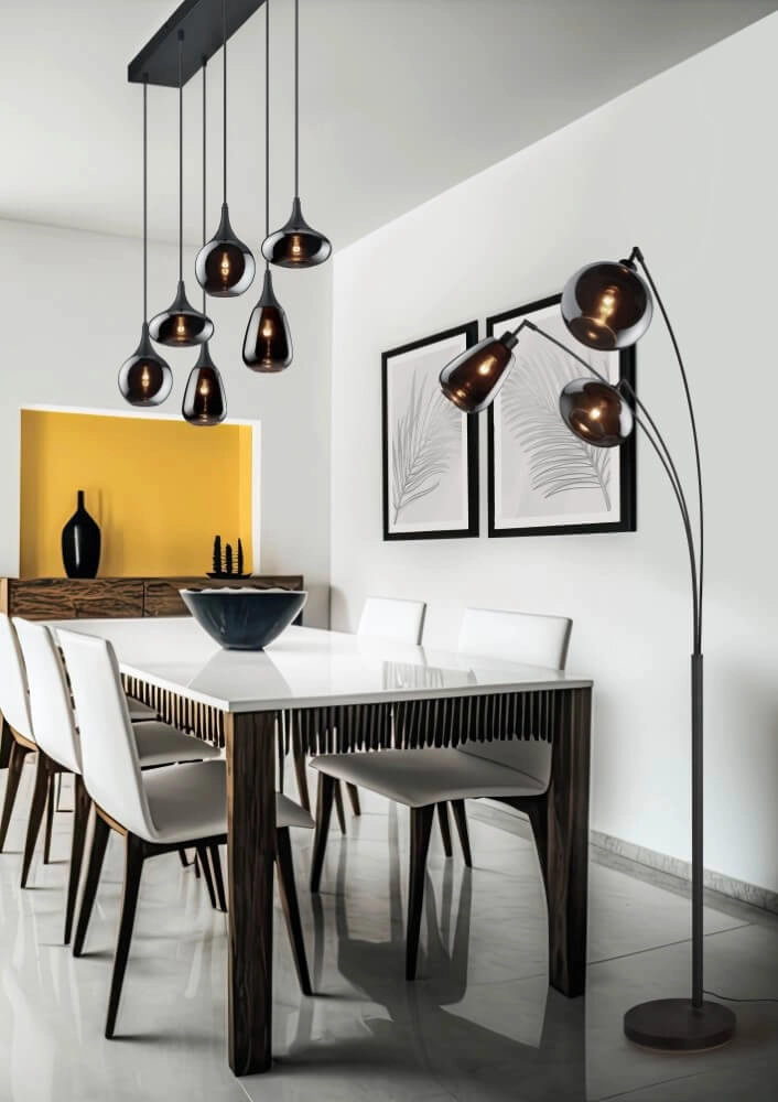 6-lichts hanglamp Lumina met smoke glas Trio 4017807542295