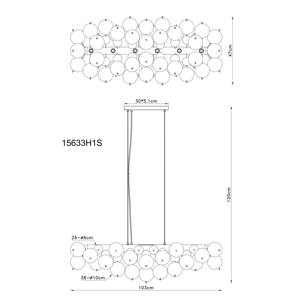 Unieke hanglamp Udo smoke glas 100cm Globo 9007371471263
