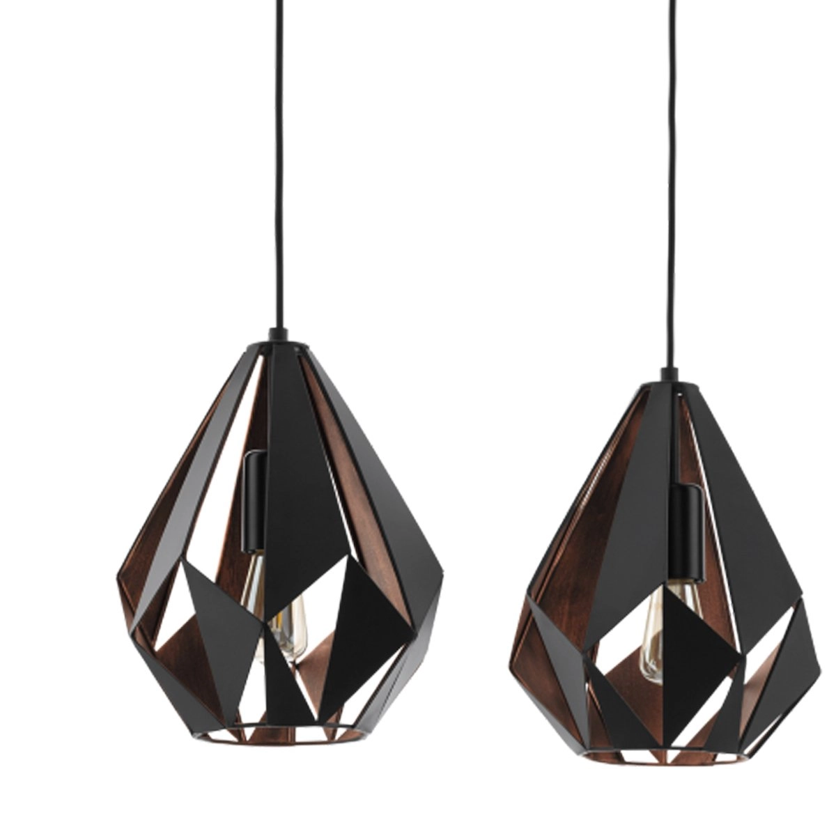 Hanglamp Carlton 1 zwart met roodkoper Eglo 9002759499914