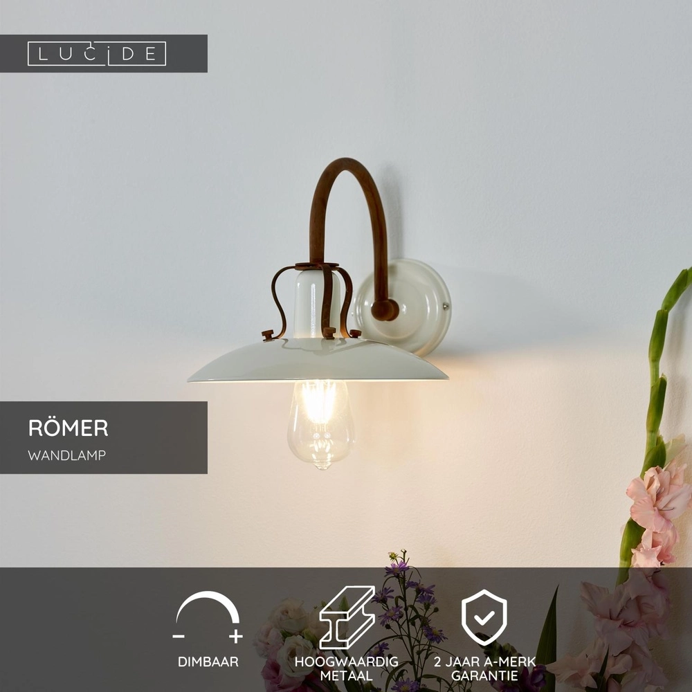 Klassieke wandlamp RÃ¶mer beige Lucide 5411212302144