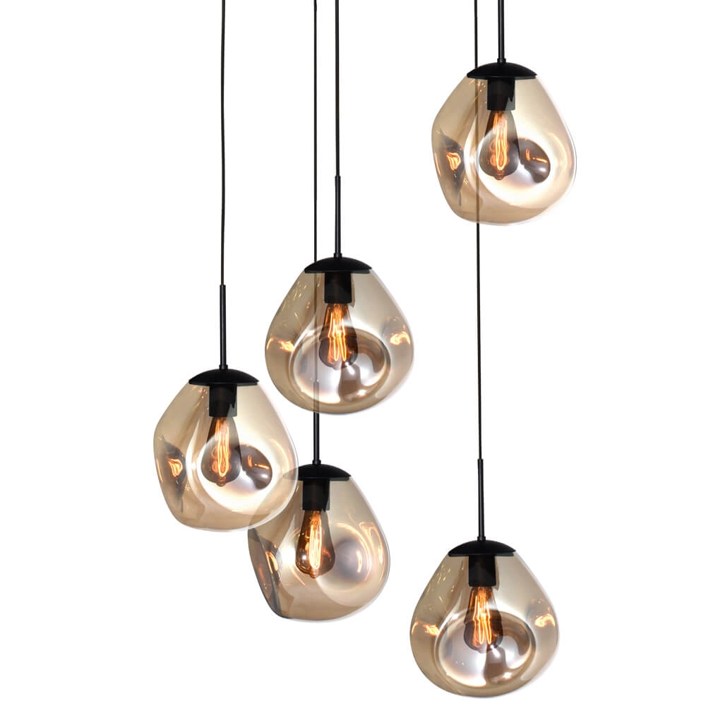 Vide hanglamp Lava 5x goud glas Ø 24cm Masterlight 8718121286570