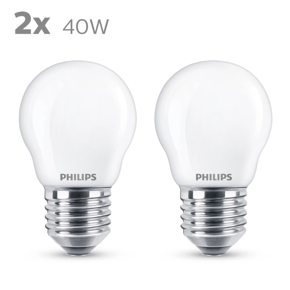 Lichtbron kogel 4,3W - E27 - 2700K - 470 lumen set van 2 wit Philips 8718699763916