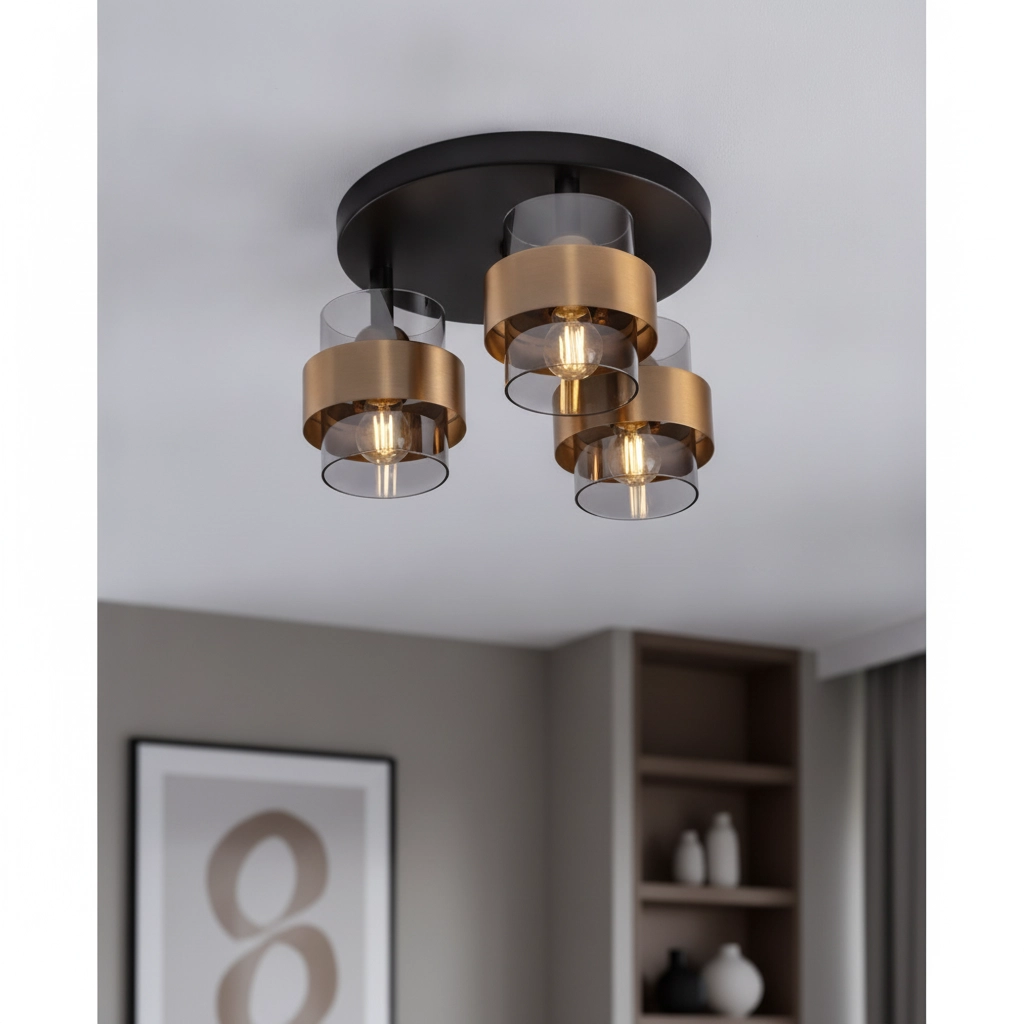 Plafondlamp Sianna Ø 37cm zwart met goud