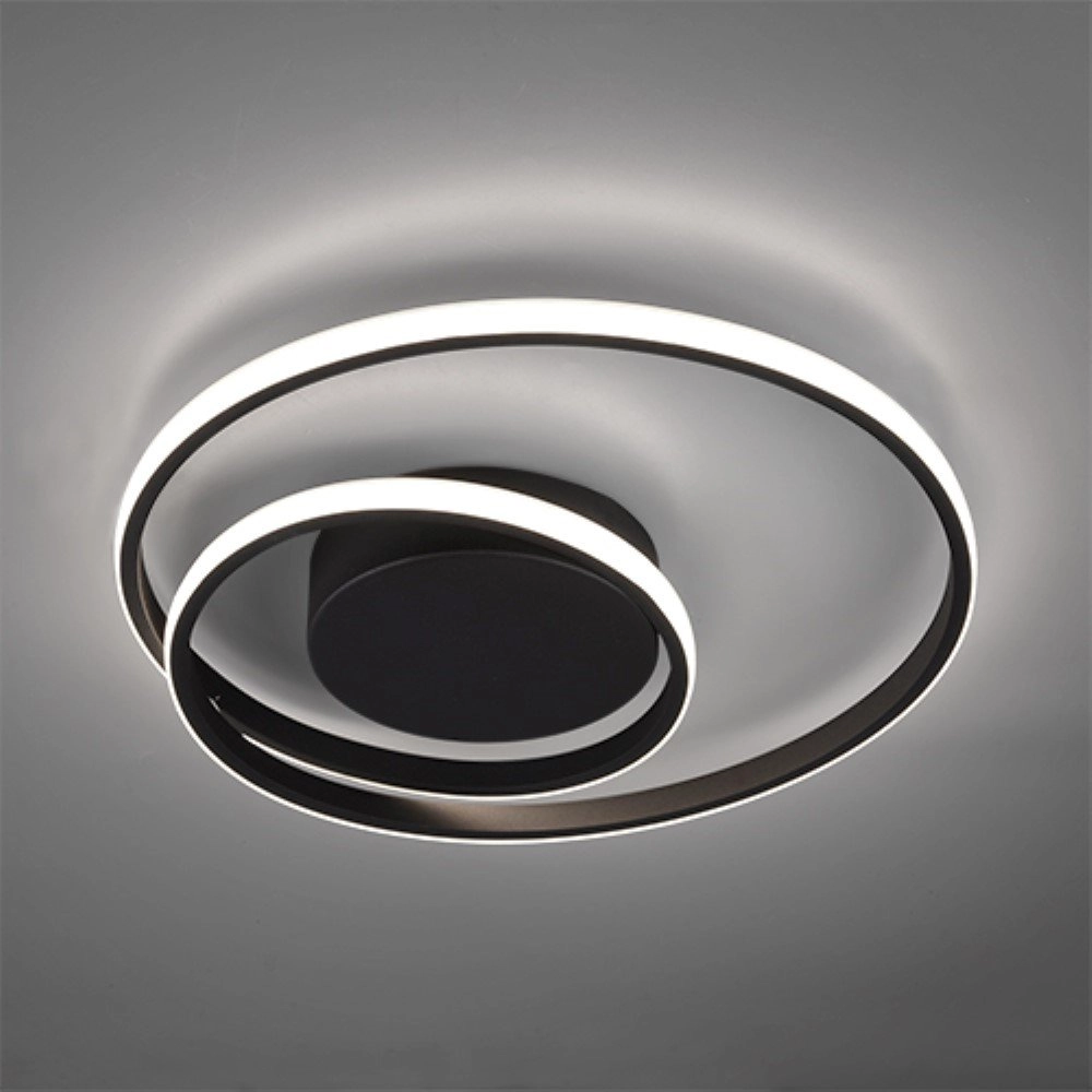 Moderne plafonnière Zibal Ø 39cm zwart Trio 4017807442137