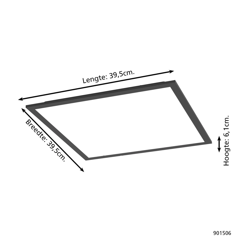 Smart plafondlamp Moradillo-Z zwart vierkant 39,3cm Eglo 9008606342112