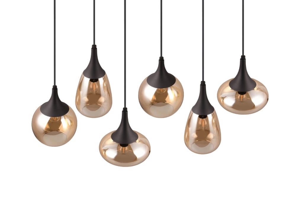 6-lichts hanglamp Lumina met amber glas Trio 4017807577730