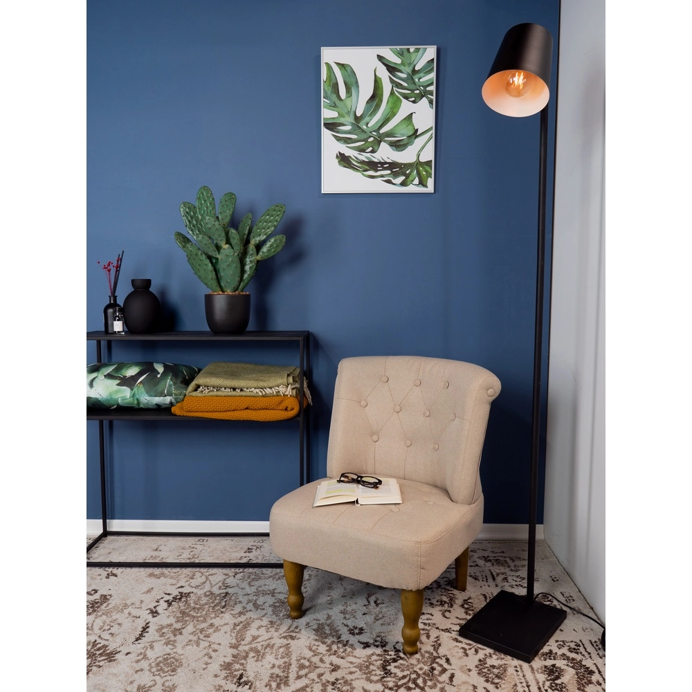 Stijlvolle vloerlamp Lacey zwart met houtlook Eglo 9002759436148