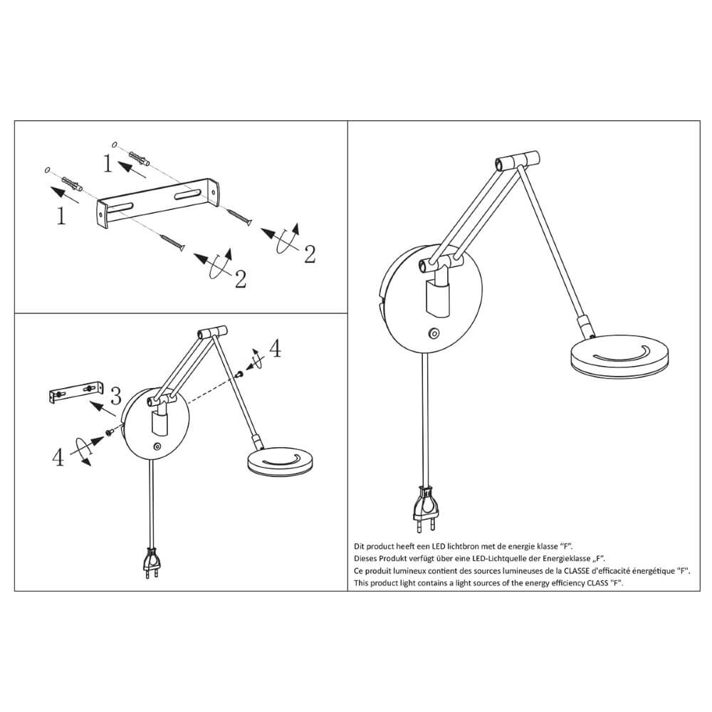 Wand leeslamp Soleil zwart Steinhauer 8712746147469