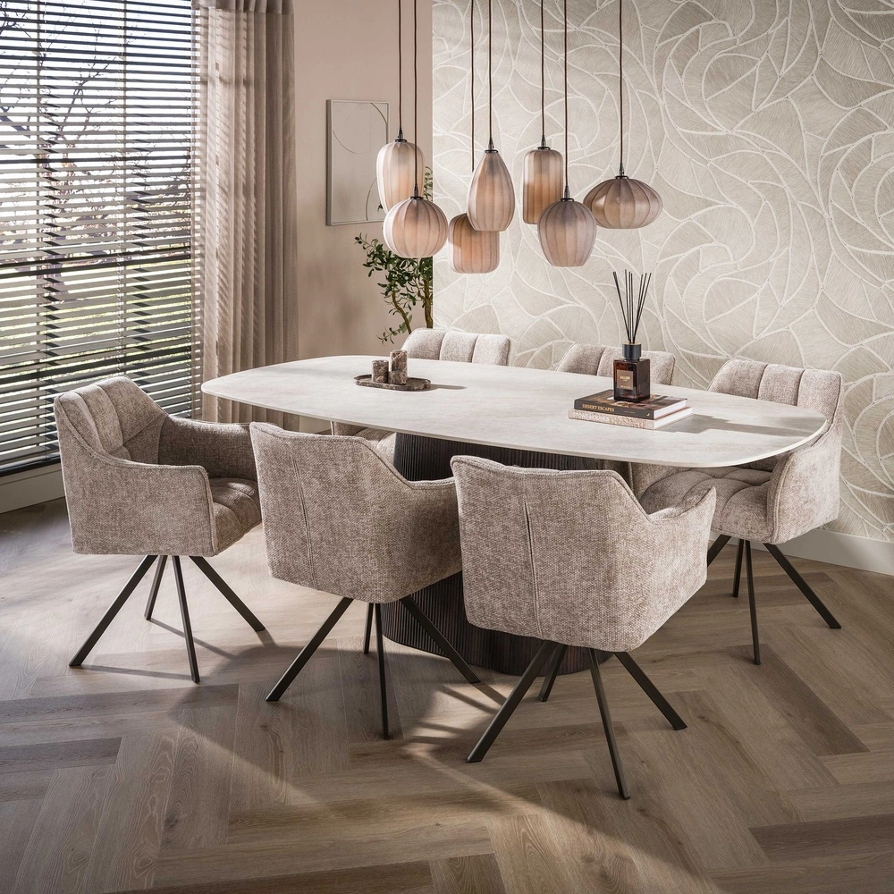 7-lichts hanglamp Altura sienna bruin met frosted glas Lyora 8716803514874