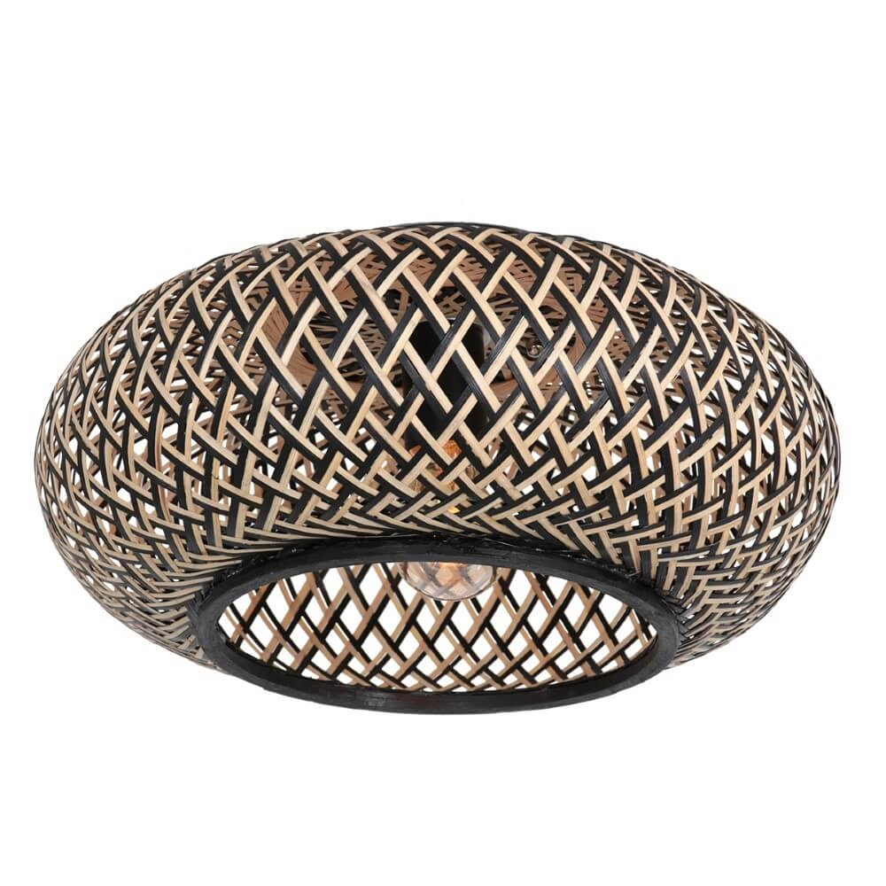 Zwarte bamboe plafondlamp Maze Ø 40cm