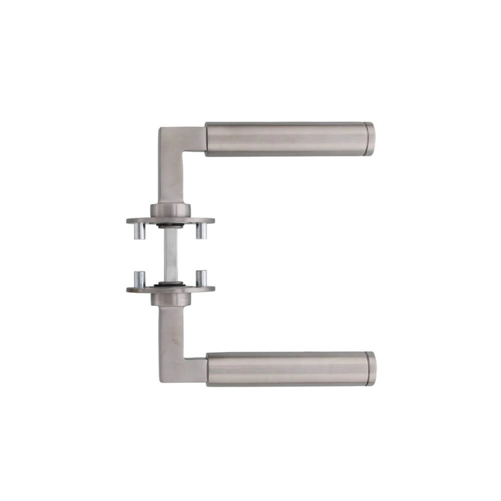 Deurklink Bau-Stil rond magneet rozet RVS Intersteel 8714186444412