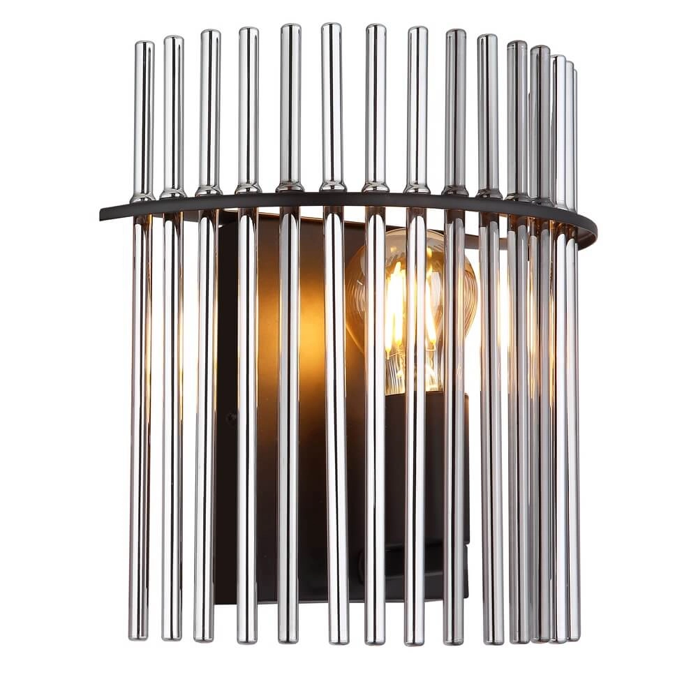 Zwarte wandlamp Gorley met smoke glas