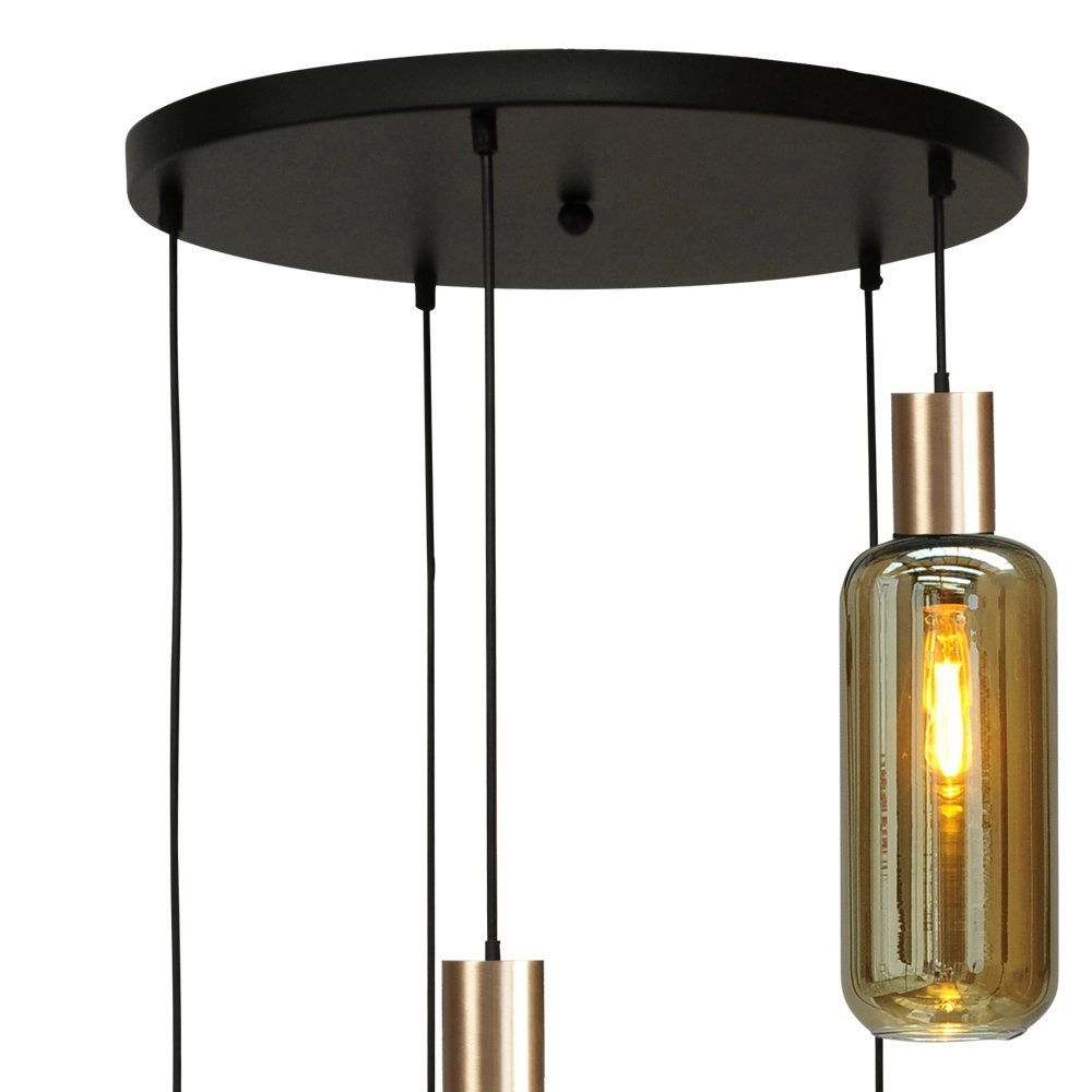 Zwarte hanglamp met goud Bounty 5-lichts met gouden fitting Masterlight 8718121245720