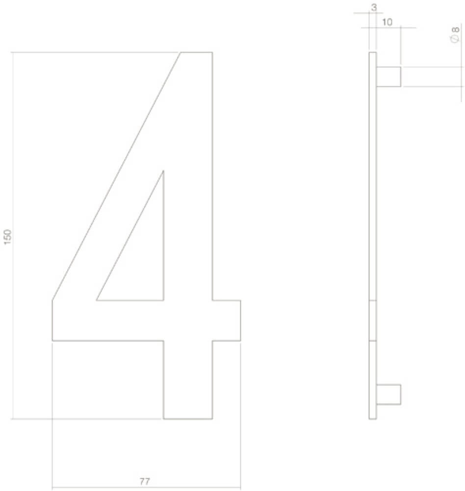 Huisnummer 4 Numbra zwart Intersteel 8714186400739