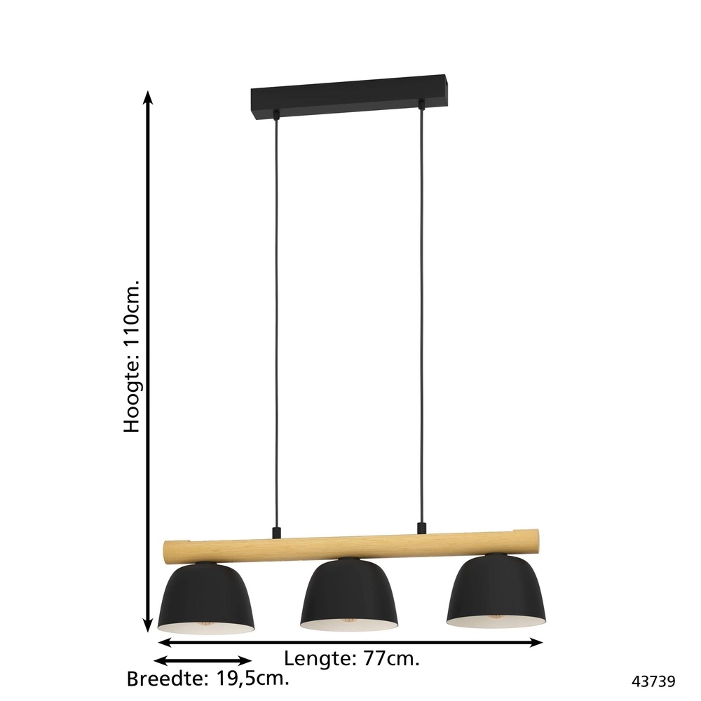 Scandinavische hanglamp Sherburn 3x E27 Eglo 9002759437398