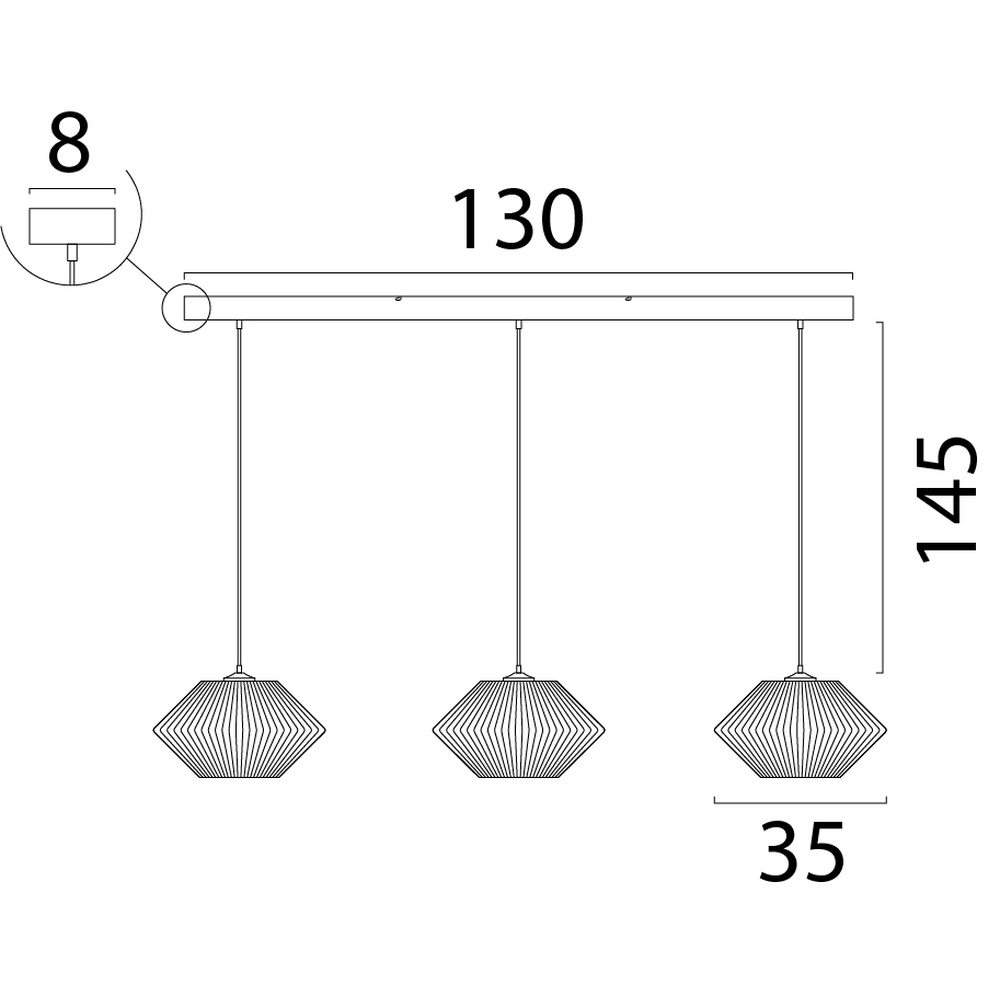 Eettafel hanglamp Bicono 3x Ø35cm Masterlight 8718121352756