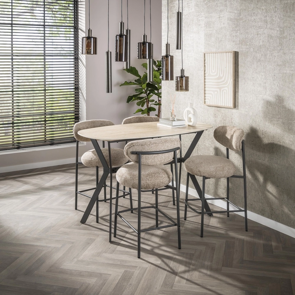 Eettafel hanglamp Sepiora Sienna bruin - donker glas - met pendels Lyora 8716803513464