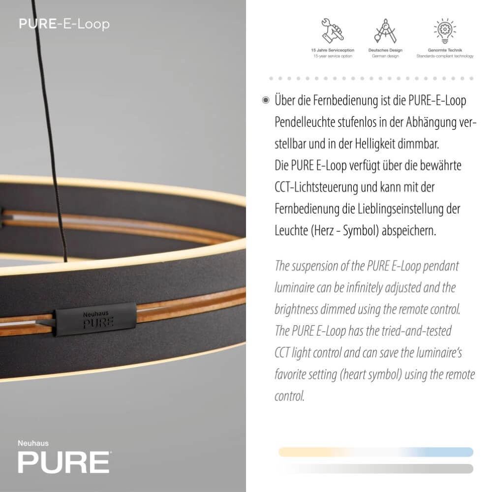 Strakke hanglamp Pure E-Loop zwart Paul Neuhaus 4012248386224