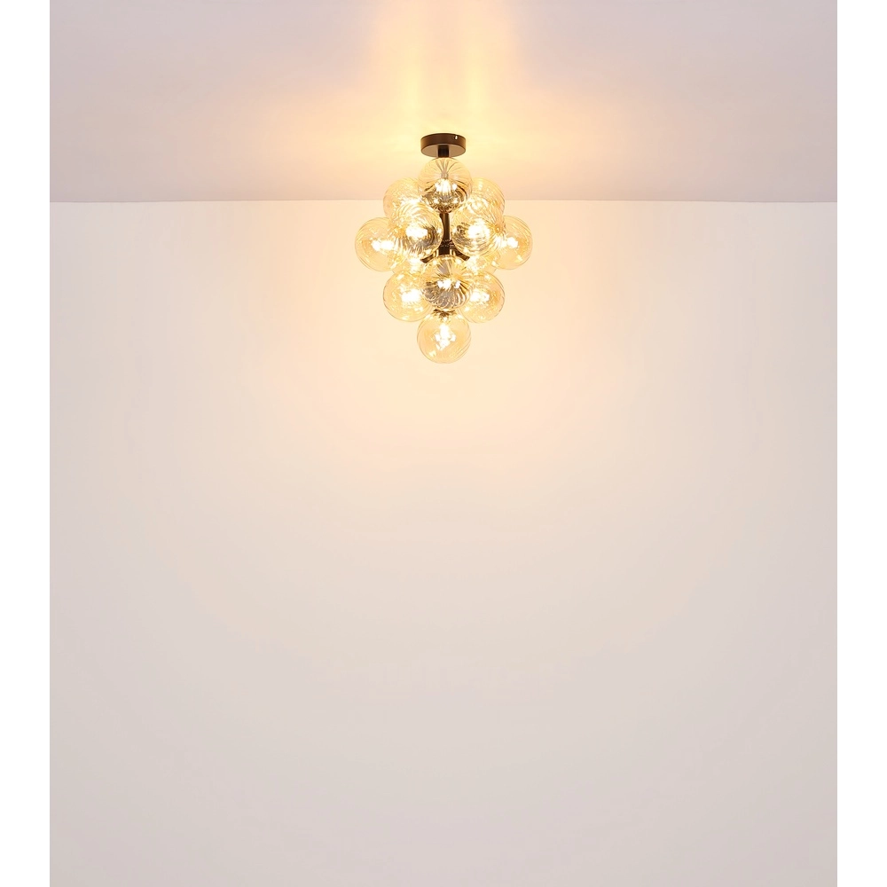 Zwarte plafondlamp Conor met amber glas Globo 9007371518173