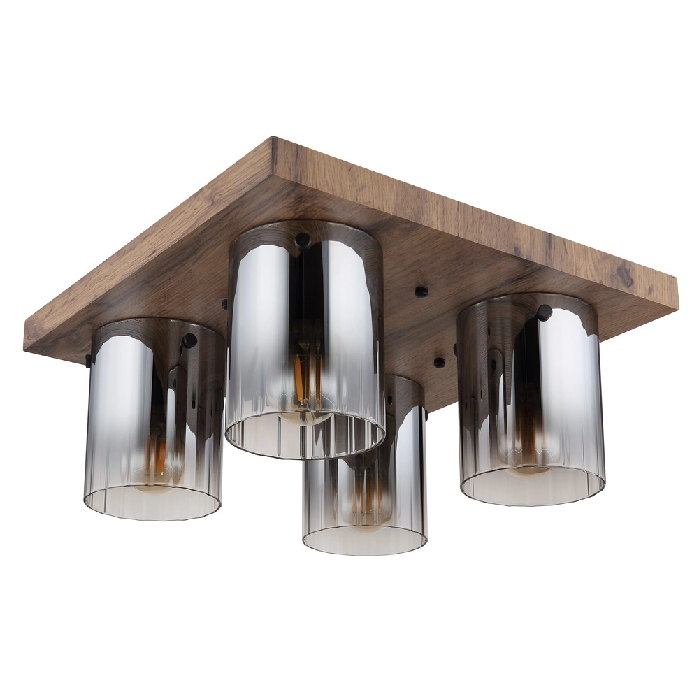 Plafondlamp Underwood hout 4-lichts Globo 9007371487035