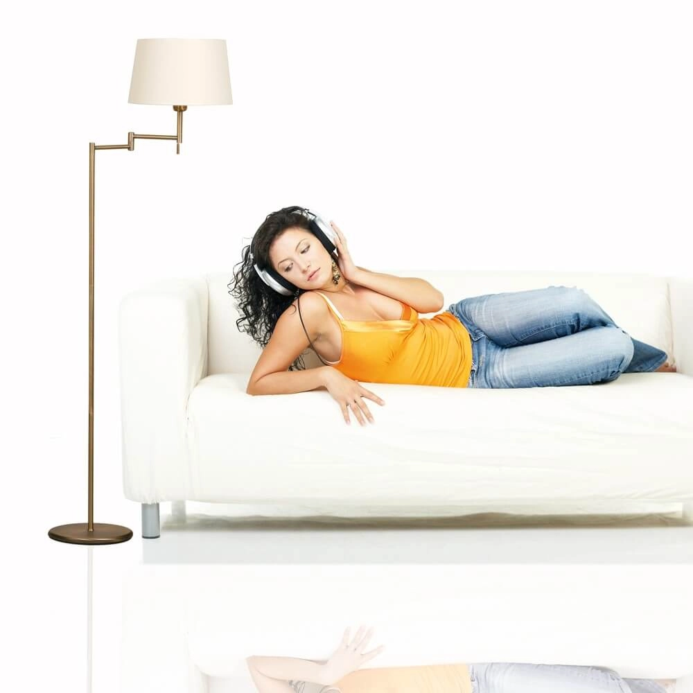 Vloerlamp Mexlite 154cm bronsbruin met witte kap Steinhauer 8712746048087